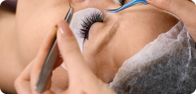 woman-wearing-eye-patches-high-angle